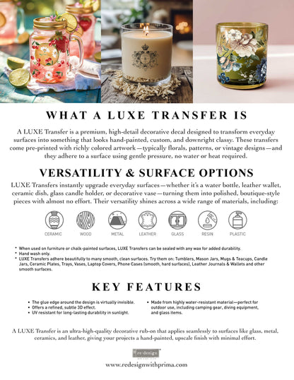 Redesign Luxe Transfers - Daisy Cherry Delight – 2 sheets, 3.25″x11.5″ (8.255cm x 29.21cm)