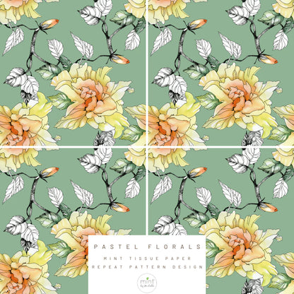 Pastel Florals - Mint Tissue Paper