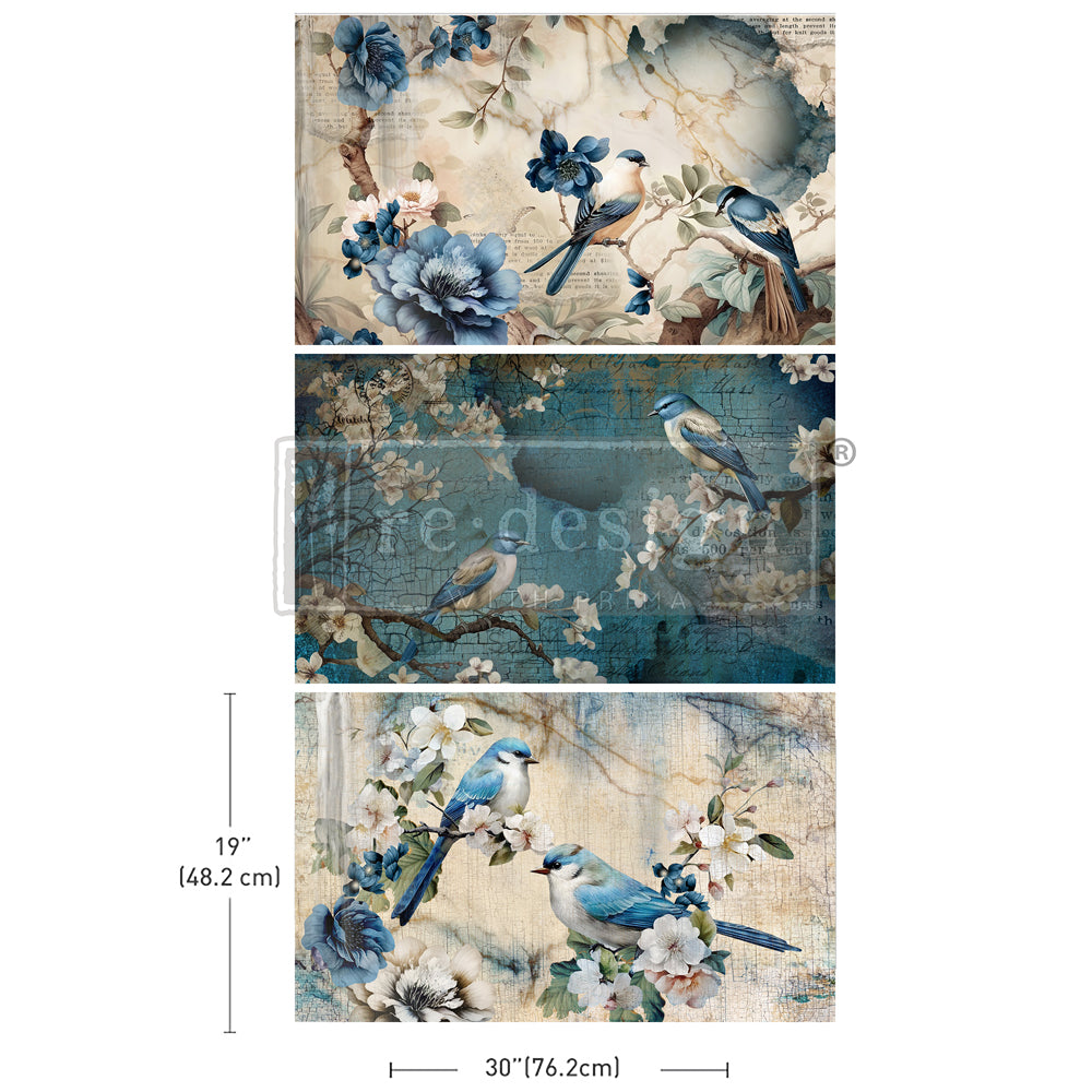 Decoupage Decor Tissue Paper Pack - Sapphire Wings - 3 sheets, 19.5"x30" each