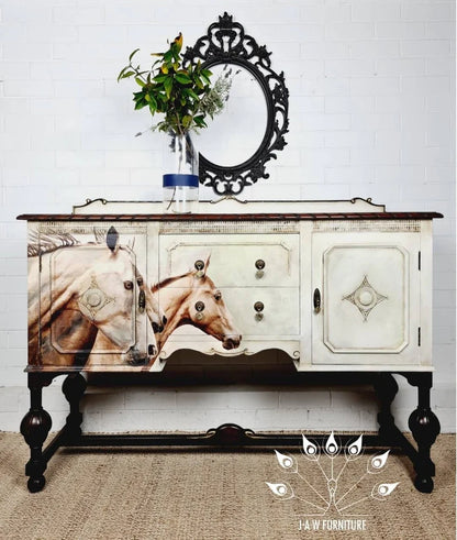 Sepia Horses - Mint Decoupage Paper