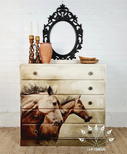 Sepia Horses - Mint Decoupage Paper