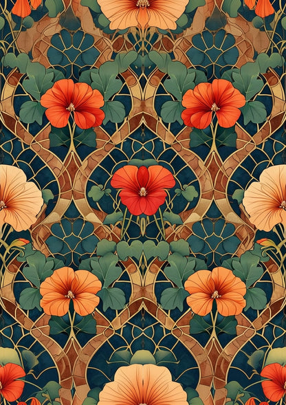 Stained Glass Blossoms - Mint Decoupage Paper