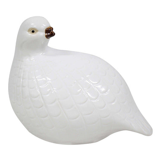 Medium White Ceramic Guinea Fowl / Quail