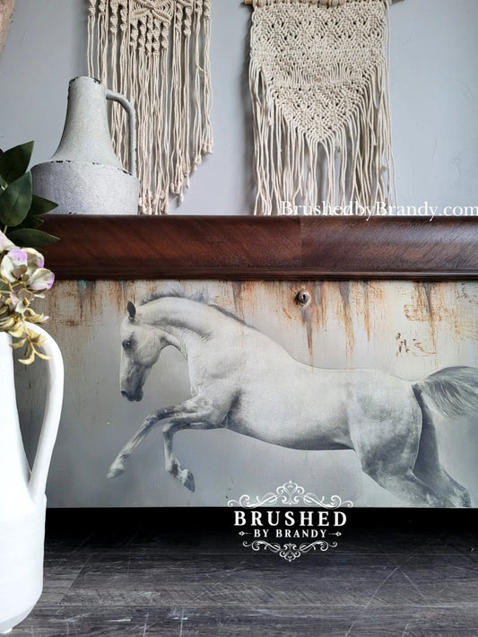 White Horse - Mint Decoupage Paper