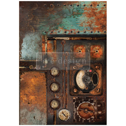Redesign A1 Decoupage Fiber- Aged Machinery Elegance- 1 sheet