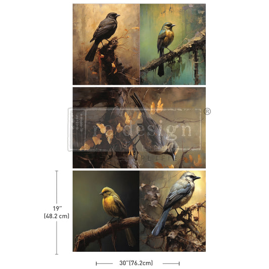 Decoupage Decor Tissue Paper Pack - Avian Dreamscape- 3 sheet, 19.5"x30" each