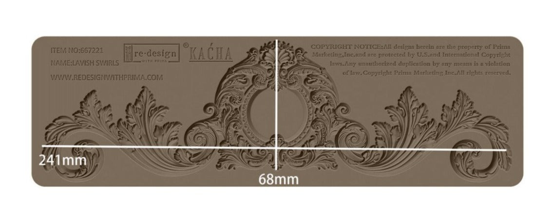 Redesign Decor Moulds - Kacha: Lavish Swirls  – 1 pc, 3″x10″x8mm