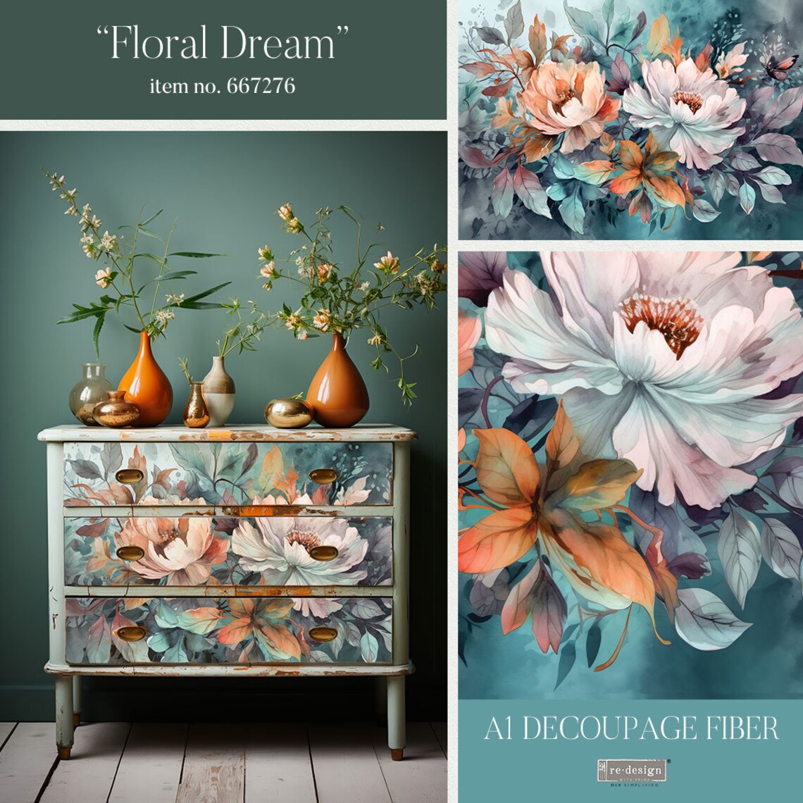 A1 Decoupage Fiber - Floral Dream - 1 sheet, A1 size