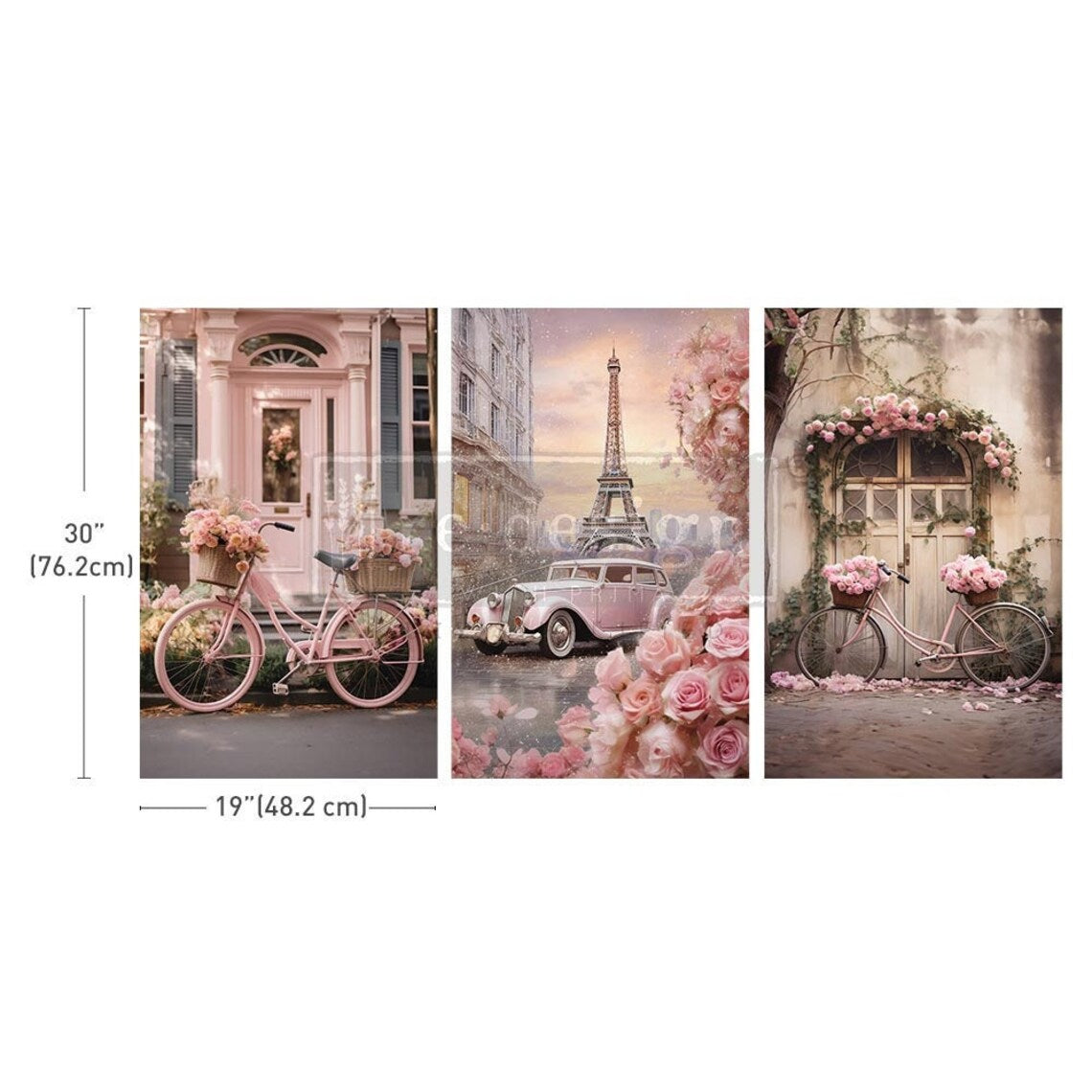 Decoupage Decor Tissue Paper Pack - Parisian Bloom Haven  - 3 sheets