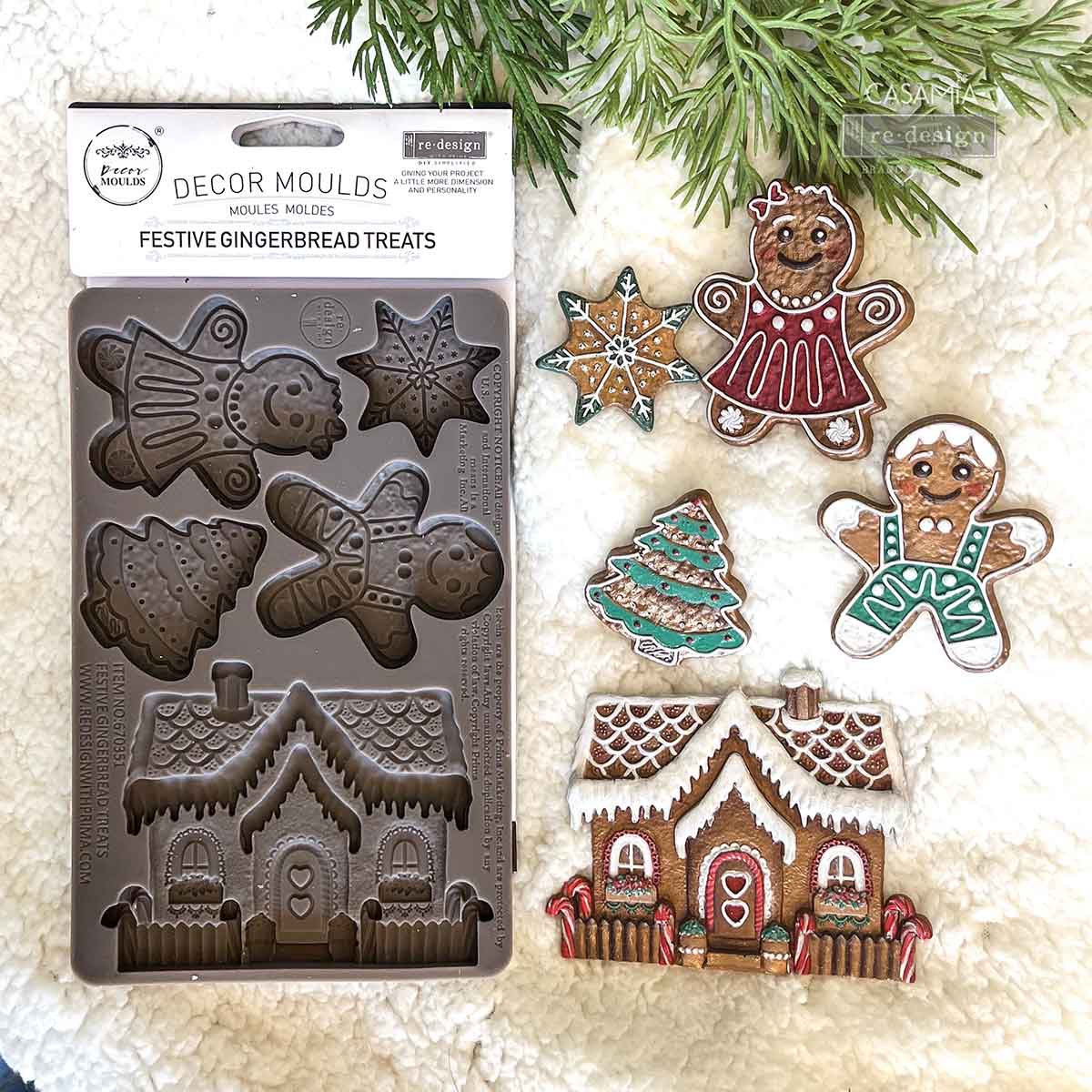 Redesign Decor Moulds® - Festive Gingerbread Treats - 1 pc, 5"x8"x8mm