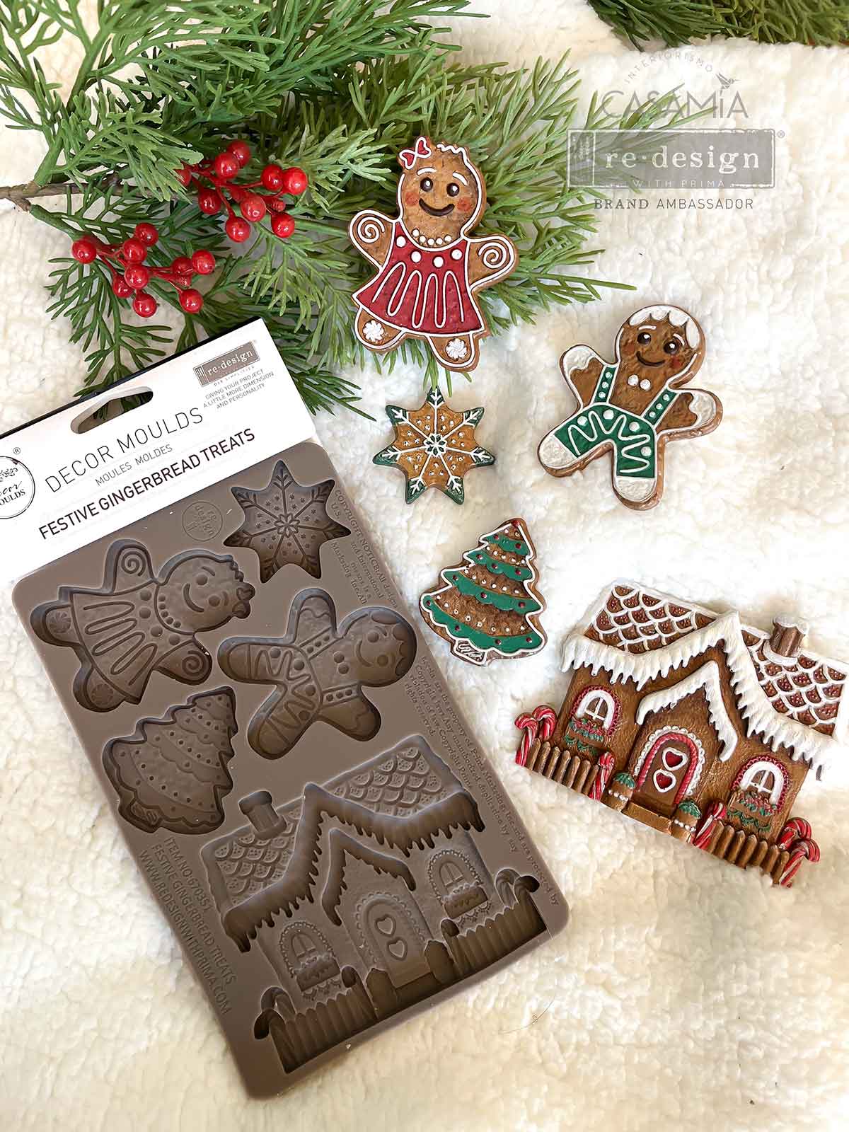 Redesign Decor Moulds® - Festive Gingerbread Treats - 1 pc, 5"x8"x8mm