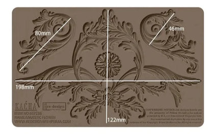 Redesign Decor Moulds - Kacha: Majestic Flourish – 1 pc, 5″x8″x8mm