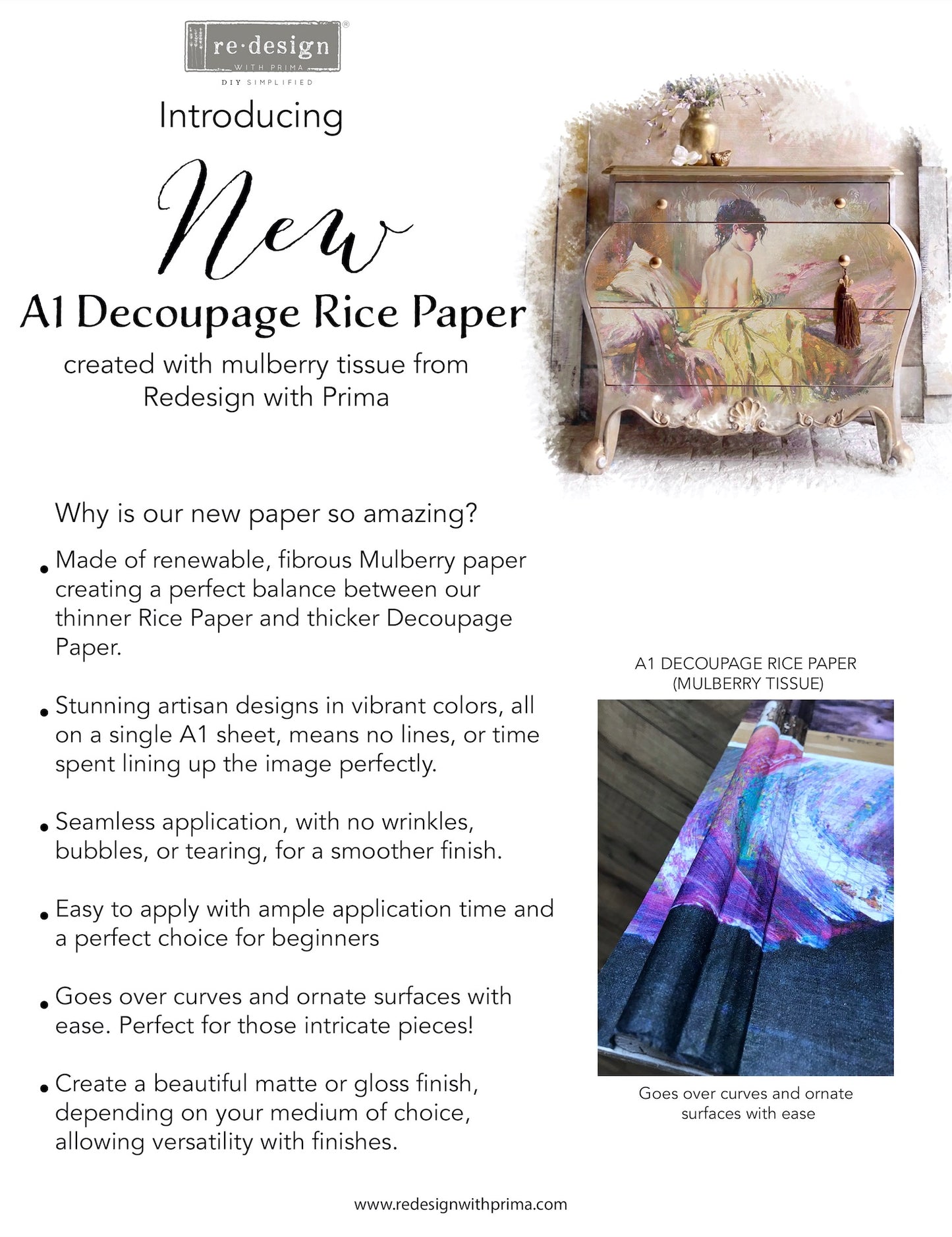 Redesign A1 Decoupage Rice Paper (Mulberry Tissue Paper)- Harmony 23.4"x33.1"