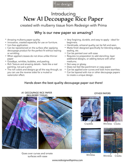 Redesign A1 Decoupage Rice Paper (Mulberry Tissue Paper)- Harmony 23.4"x33.1"