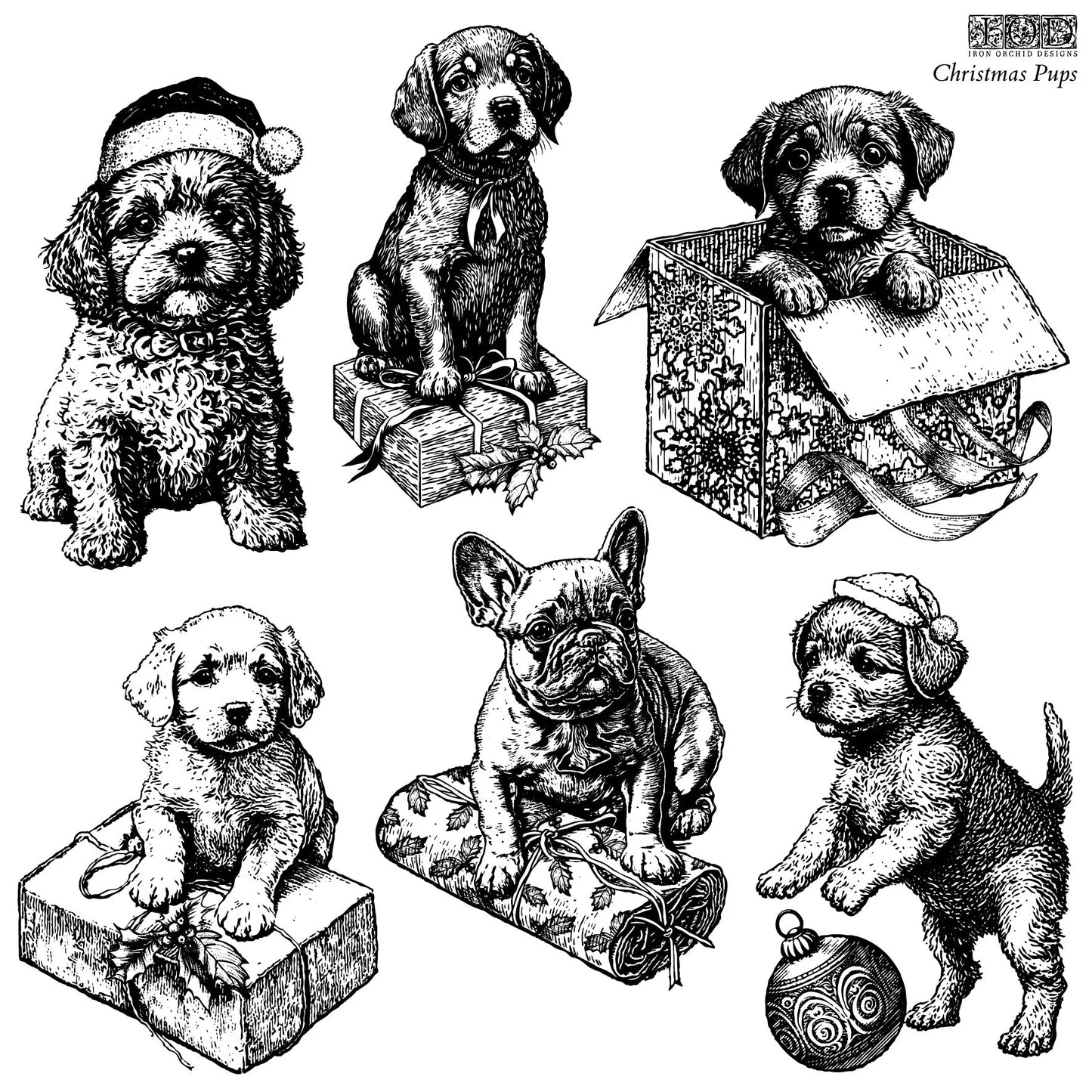 IOD - Christmas Pups Decor Stamp