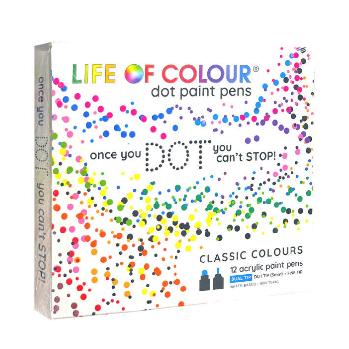 Life of Colour - Dot Markers Acrylic Paint Pens - Set of 12