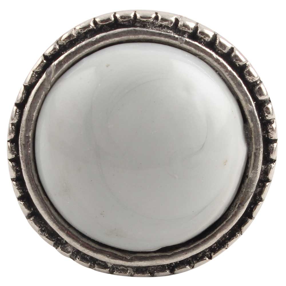 Grey Wheel Floral Glass and Metal Drawer Knobs