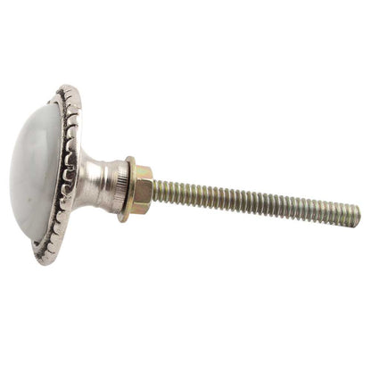 Grey Wheel Floral Glass and Metal Drawer Knobs