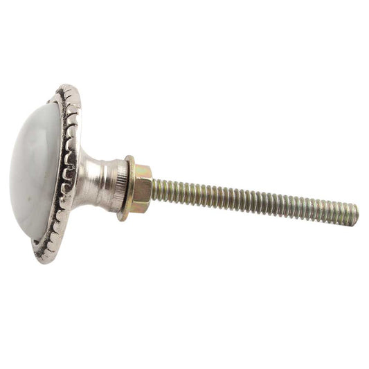 Grey Wheel Floral Glass and Metal Drawer Knobs