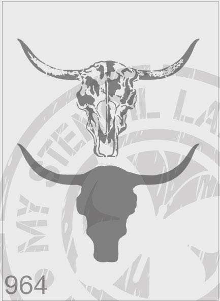 Cow Skull 2 Layers - MSL 964 Stencil Large (Sheet Size 210x295mm)