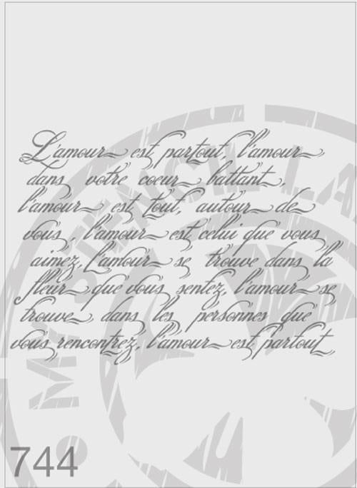 Love Poem French Script - MSL 744 Stencil XXLarge (sheet size 300 x 420mm)