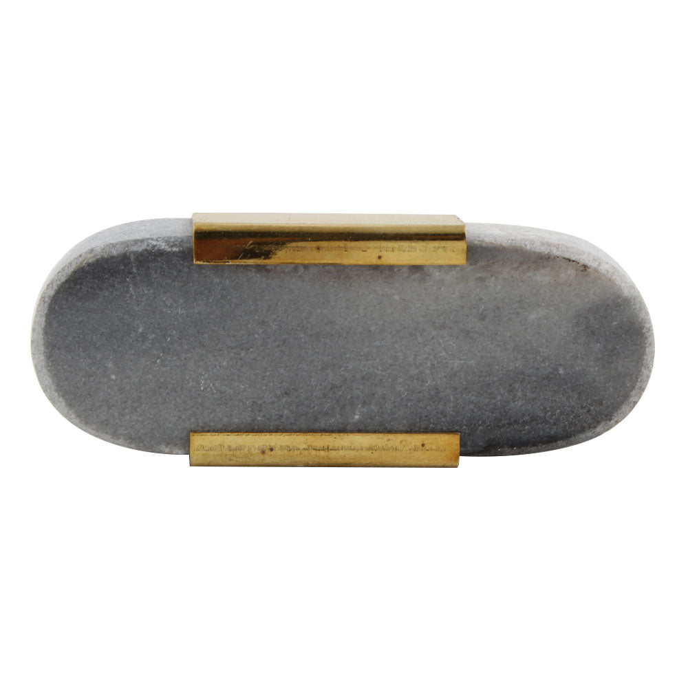 Grey Oval Golden Stone Dresser Knobs