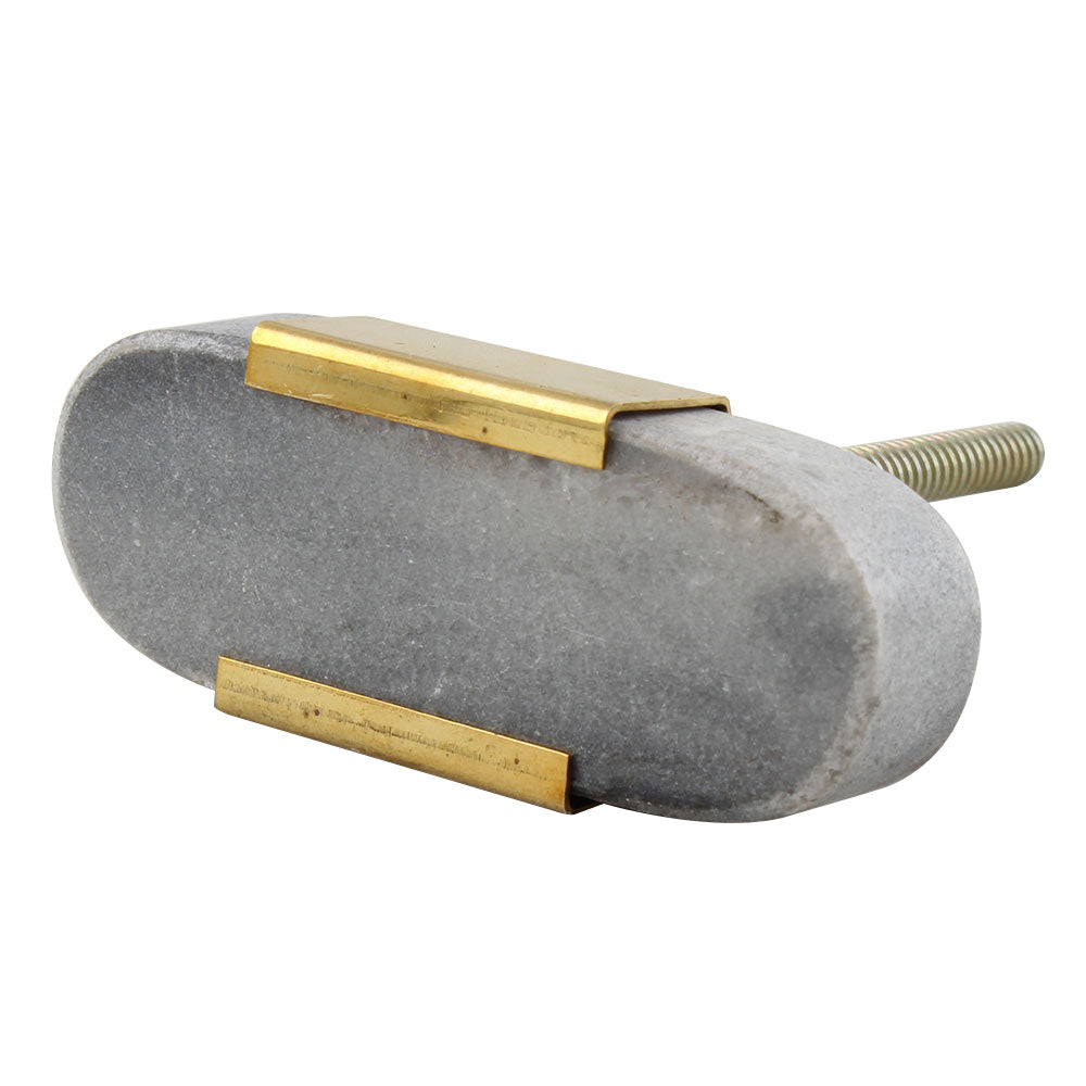 Grey Oval Golden Stone Dresser Knobs