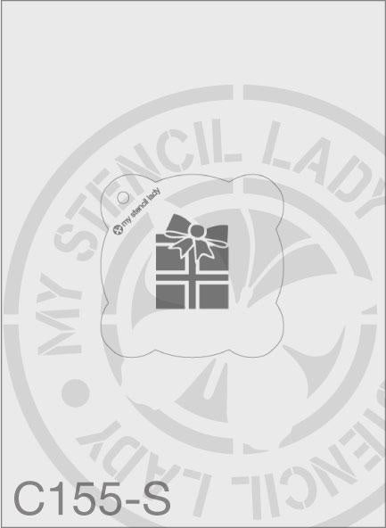 Merry Christmas Birthday Present - MSL C155 Stencil Small Round 65mm Max Design cutout (sheet size 95x