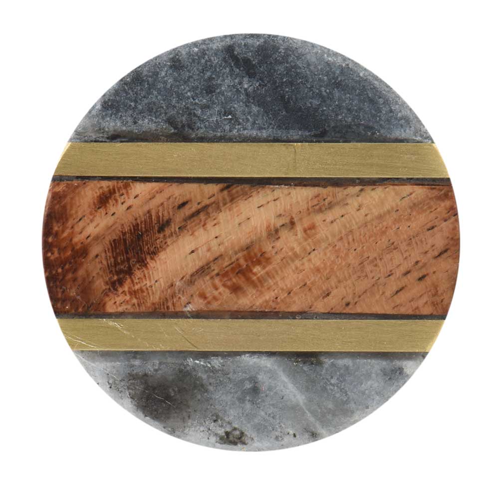 Round Grey Marble Wooden Cabinet Knobs