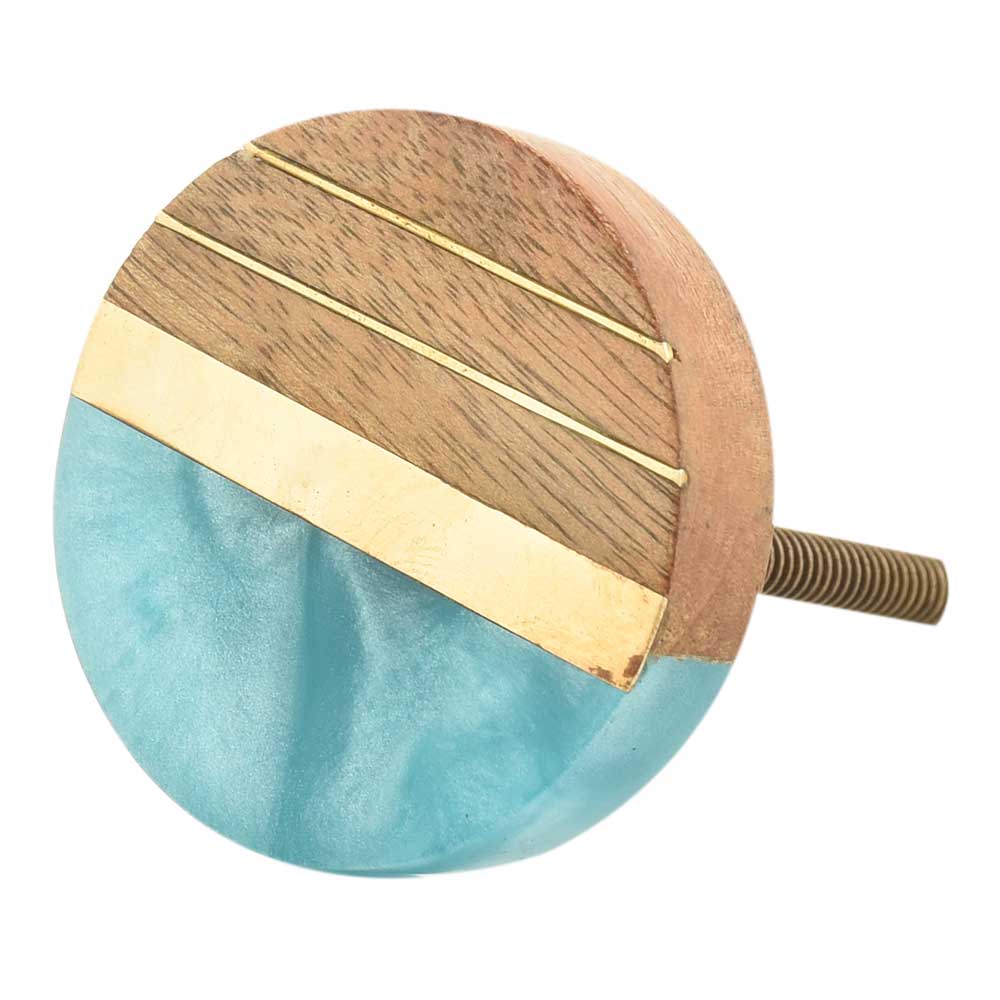 Sea Green Wooden Resin Round Dresser Knobs