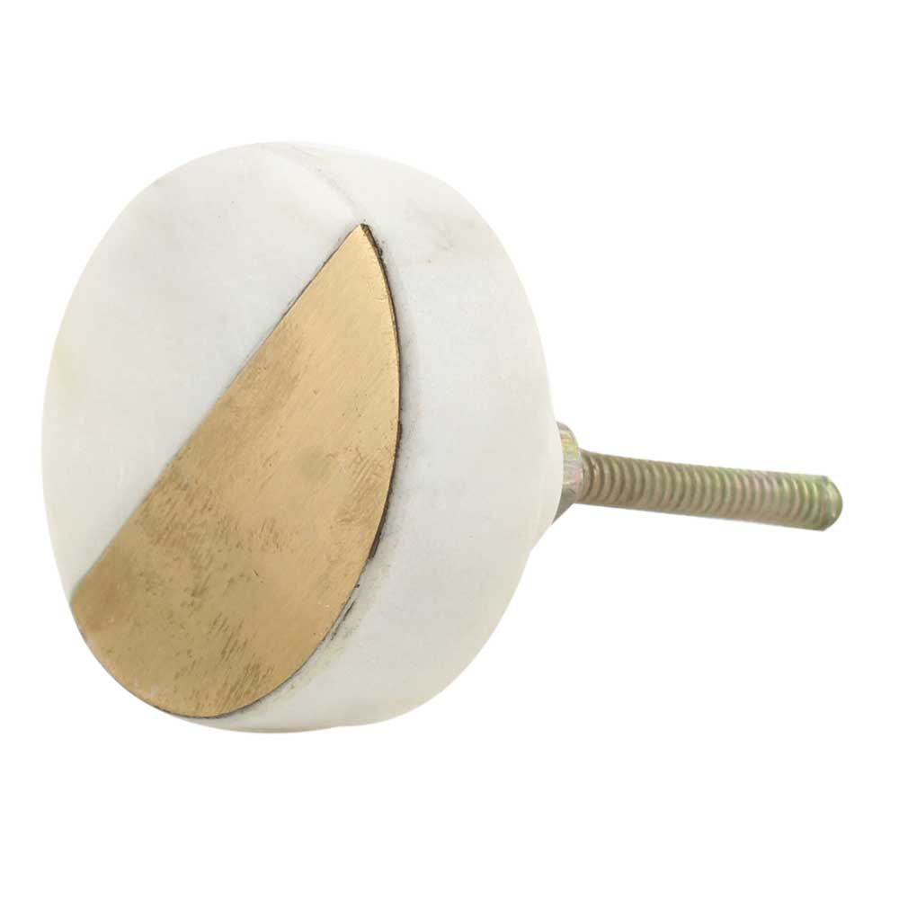 White and Golden Round Stone Dresser Knobs