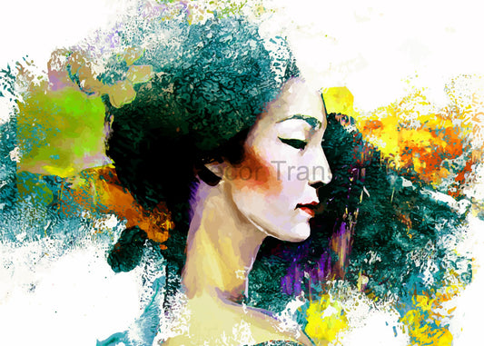 Asian Lady With Splash of Colour - Aussie Decor Poster Print