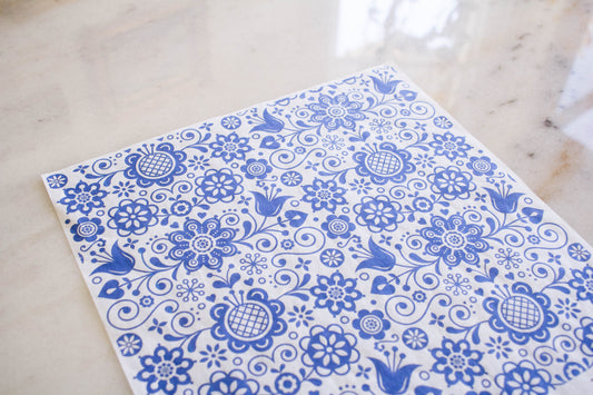 Belles and Whistles | Ornate Blue Glass Rice Paper