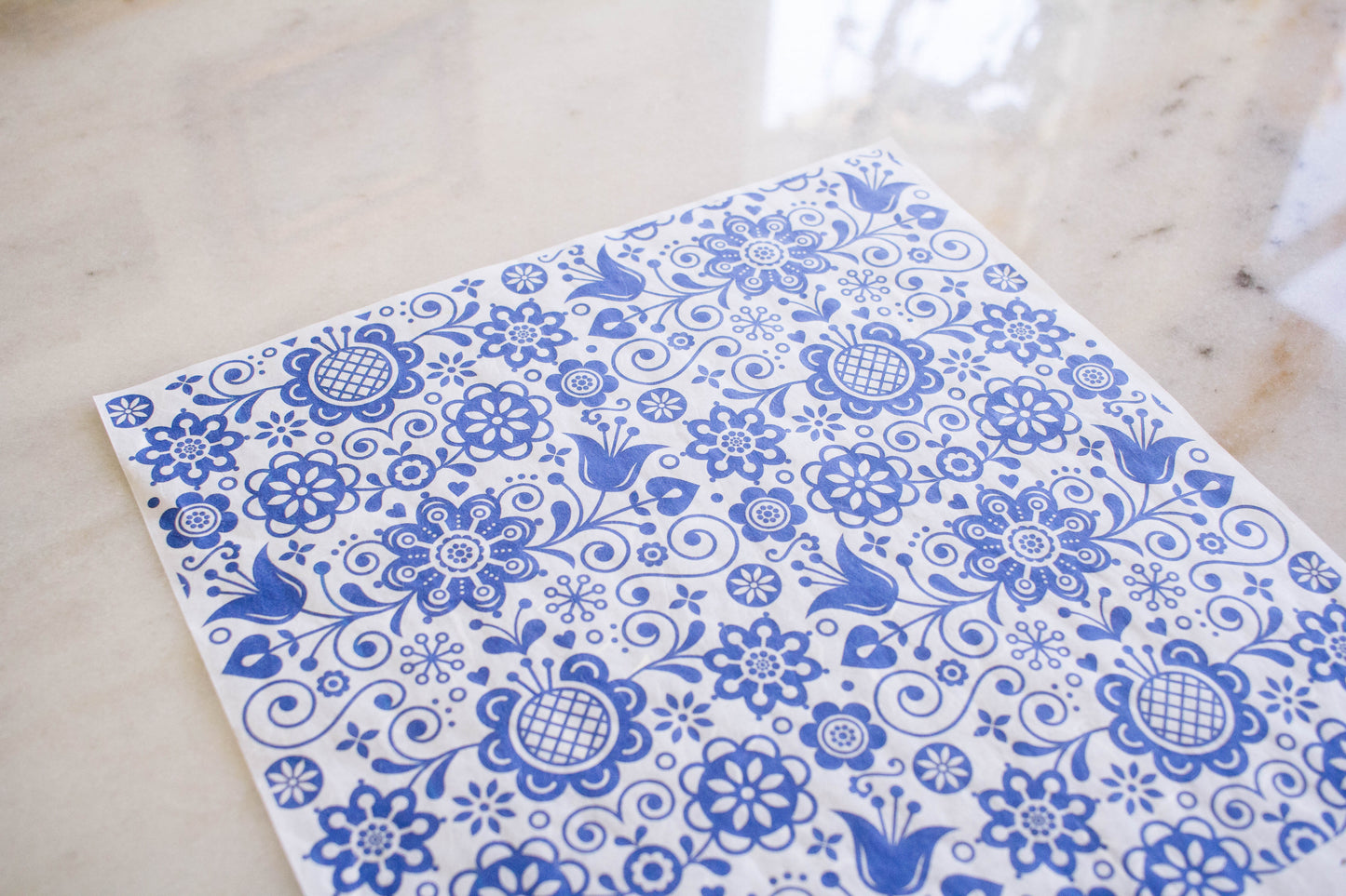 Ornate Blue Glass Rice Paper