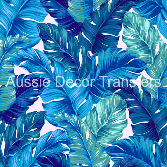 Blue and Green Palm Leaves - Aussie Decor Poster Print