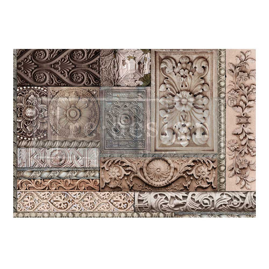 A1 DECOUPAGE FIBER – CARVED STONEWORK – 1 SHEET