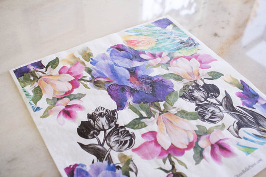 Colorful Floral with Black & White Rice Paper Set