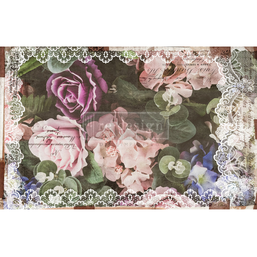 Dark Lace Floral -  Decoupage Decor Tissue Paper