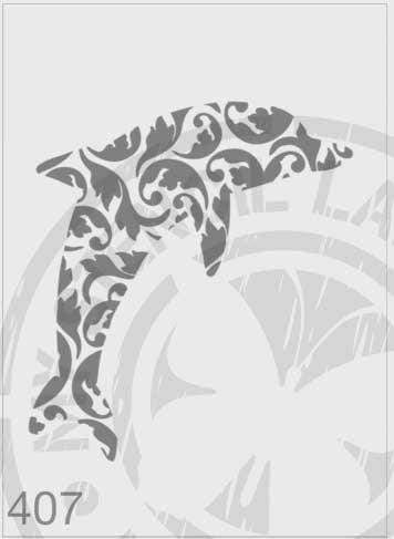 Dolphin Ornate- MSL 407 Stencil Large - Design 190x221mm (Sheet Size 210x295mm)
