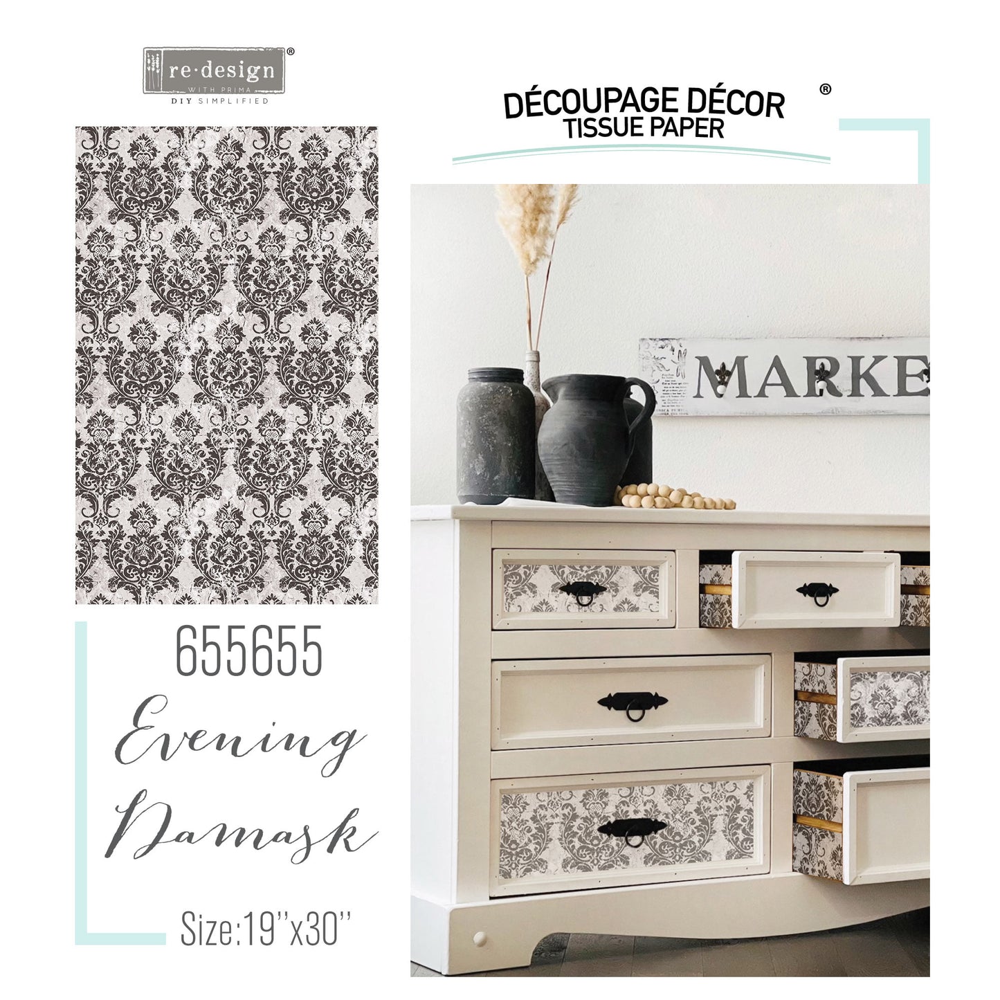 Evening Damask - Redesign Decoupage Decor Tissue Paper