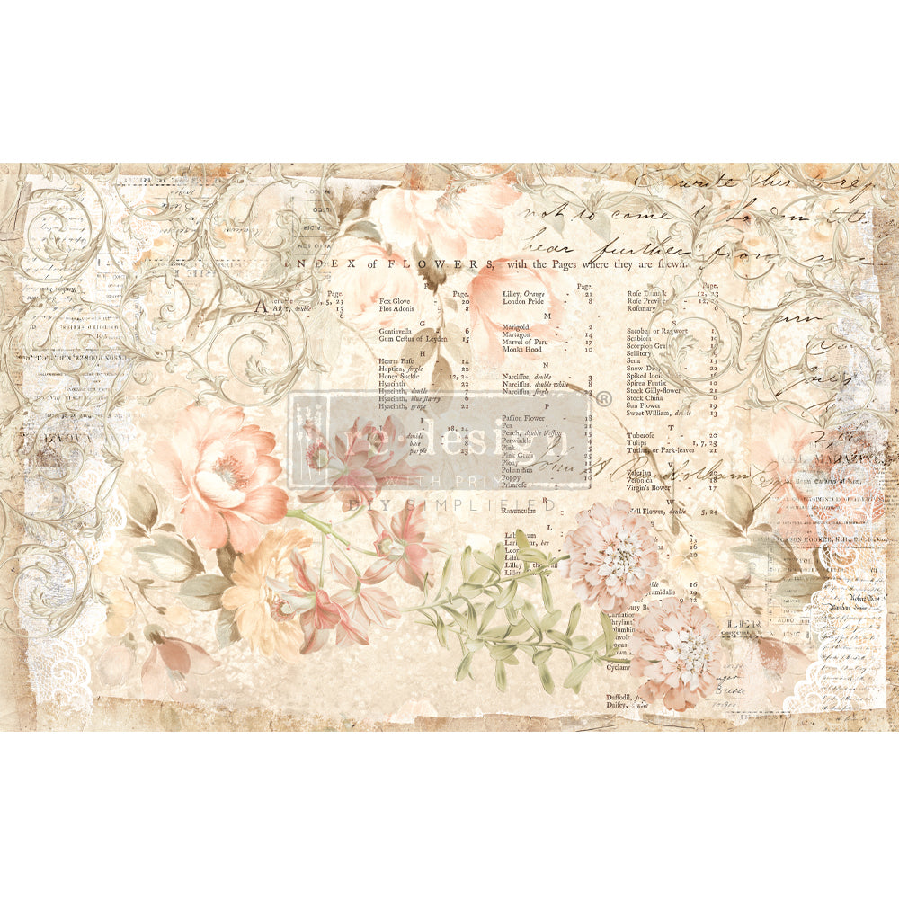 Floral Parchment  -  Decoupage Decor Tissue Paper