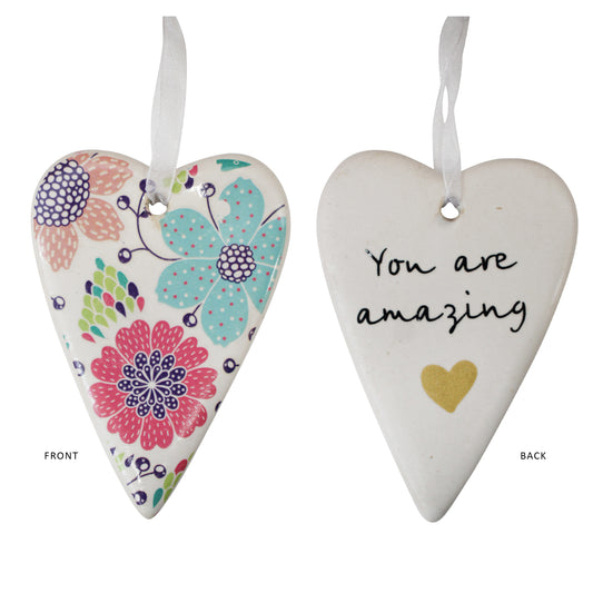 Hanging Ceramic Gift Heart Floral Amazing