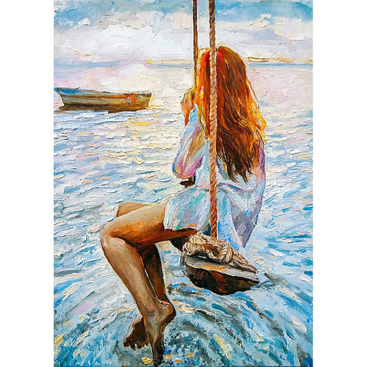 Girl On A Swing - Mint Decoupage Paper