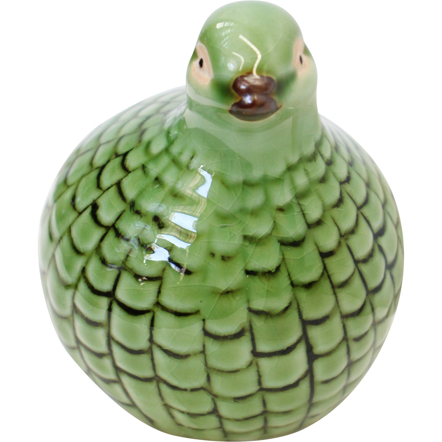 Petite Green Ceramic Guinea Fowl / Quail