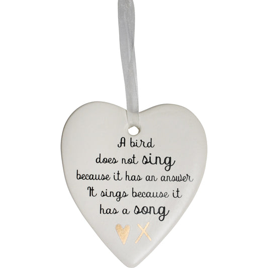 Hanging Ceramic Gift Heart Bird Song