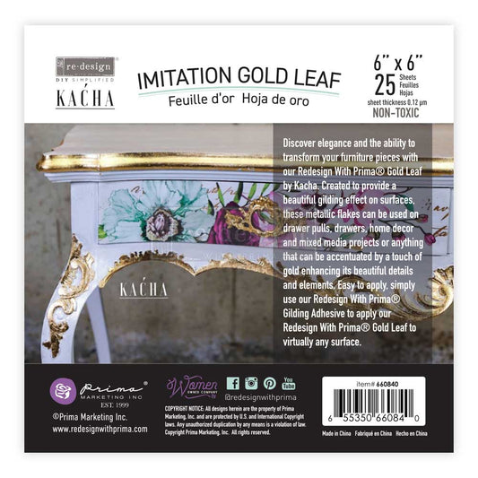 KACHA GOLD LEAF – 5.5″X5.5″ X 25 SHEETS