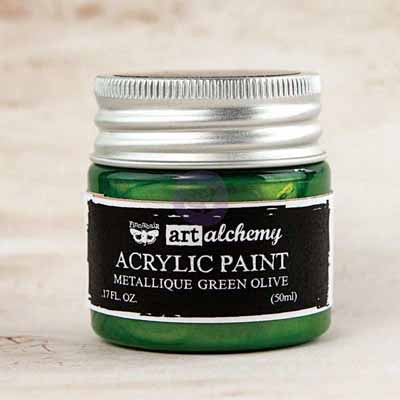 Art Alchemy Finnabair Acrylic Paints - 50ml Paint Metallique Green Olive