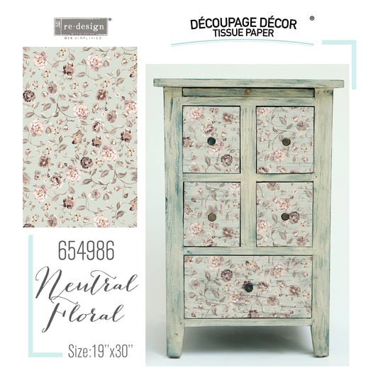 Neutral Floral - Redesign Decoupage Decor Tissue Paper