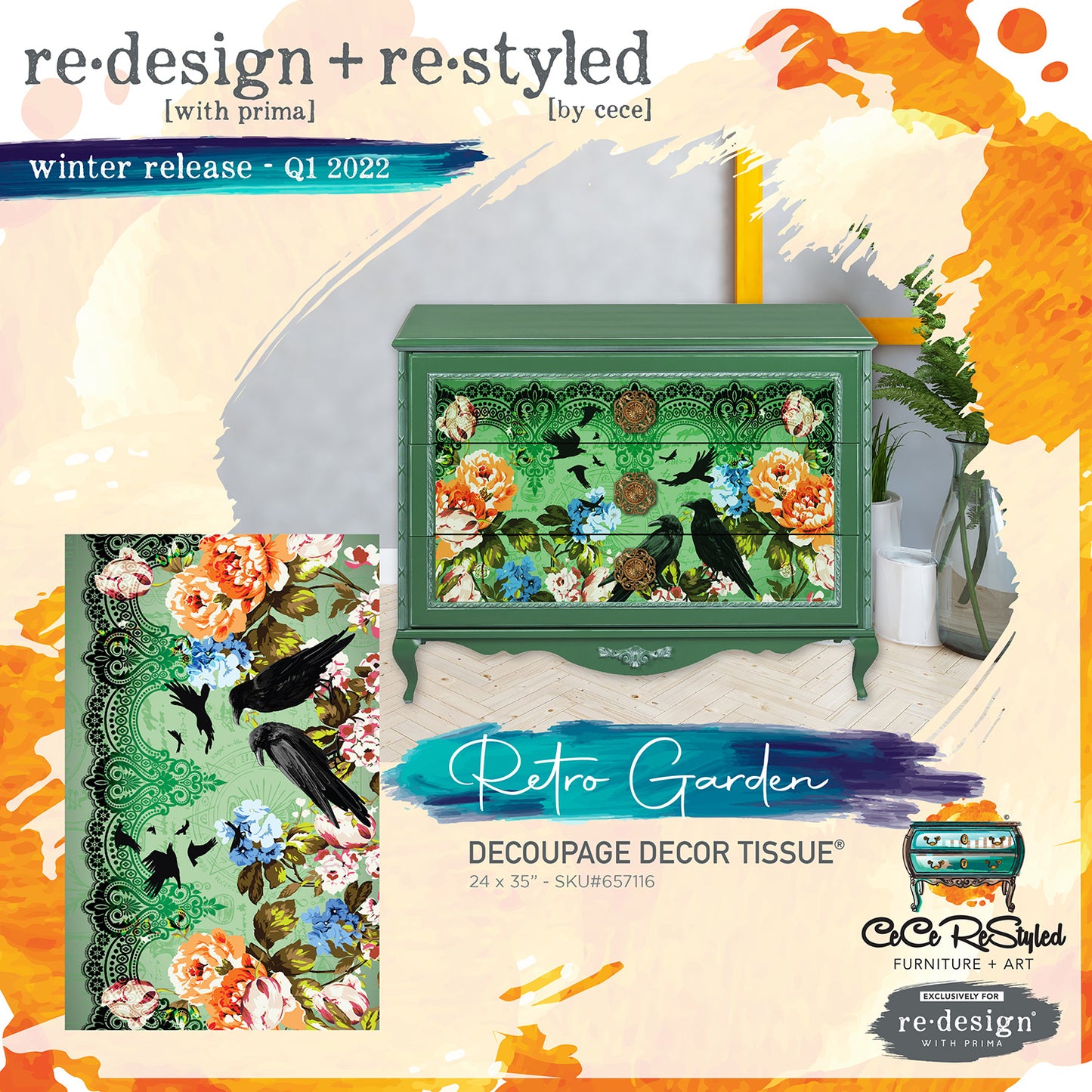 CeCe Retro Garden - Redesign Decoupage Decor Tissue Paper