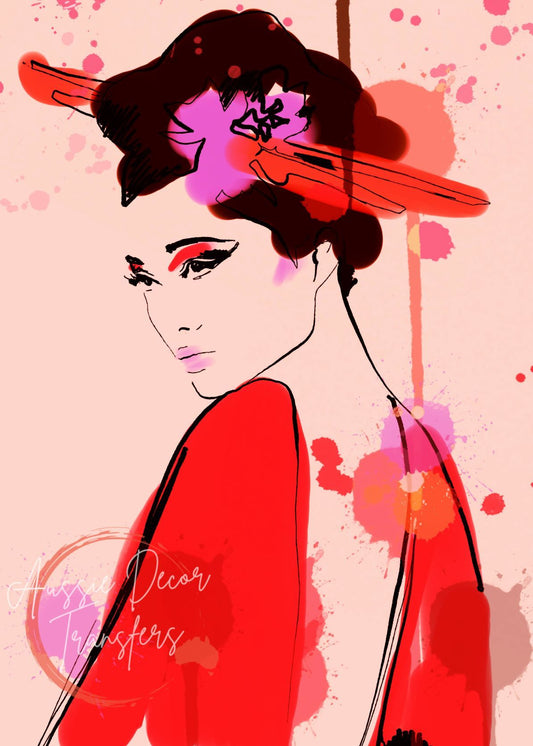 Geisha named Saburuko - Aussie Decor Self Adhesive Decoupage Print